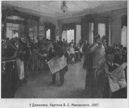 У Доминика. Картина В. Е. Маковского. 1897