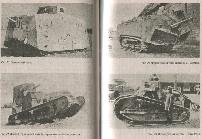 Первая Мировая. Французский танк. Немецкий танк.