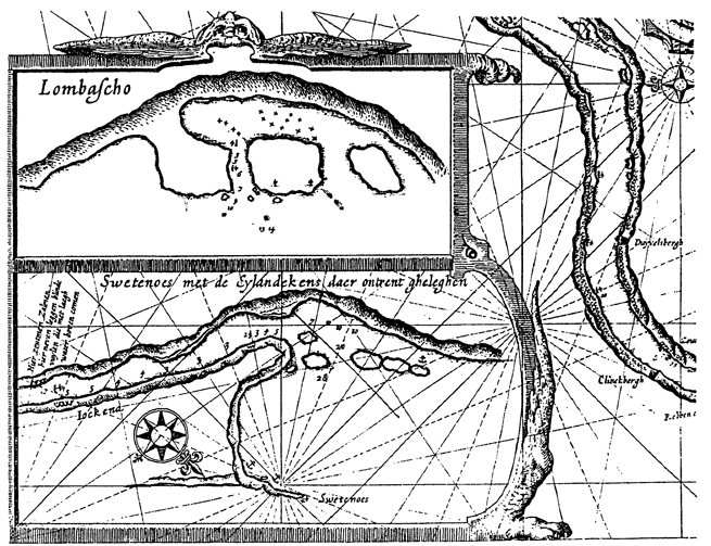Рис. 12. Л. Вагенер. Карта Кольского залива (1612). Библиотека Амстердамского университета, отдел картографии