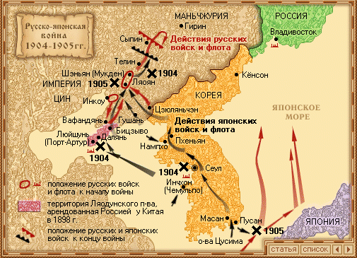 Карта Русско-японской войны
