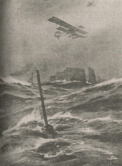 Германские цеппелины и подводные лодки, маневрирующие близ Гельголланда