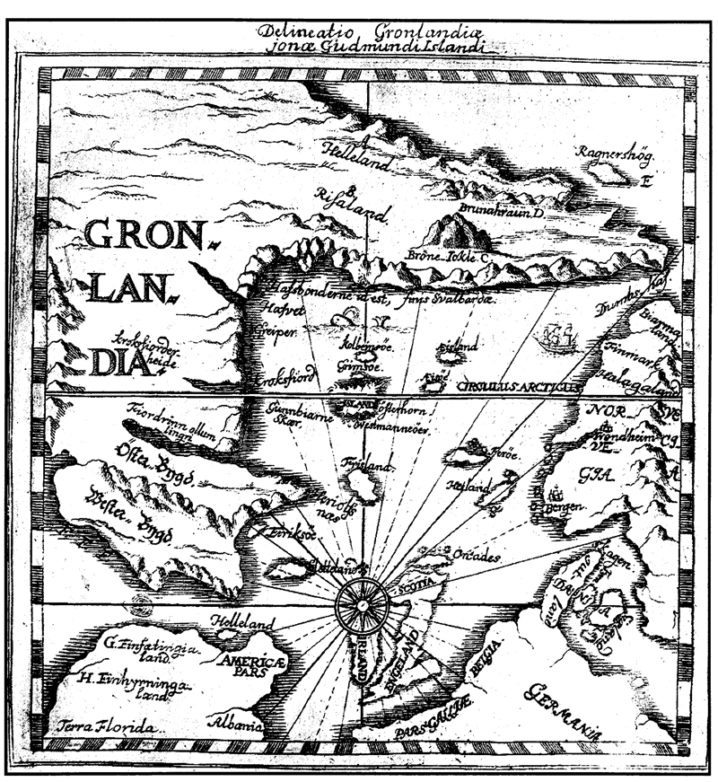 Рис. 2. Й. Гудмунссон. Карта Гренландии (ок. 1600) Библиотека Хельсинского университета, фонд Норденшельда