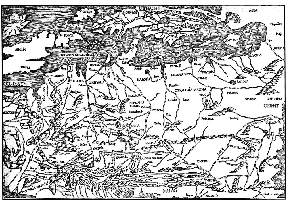 Рис. 8. Х. Шедель. Карта Гермении (1493) (Nordenskiold, 1973)