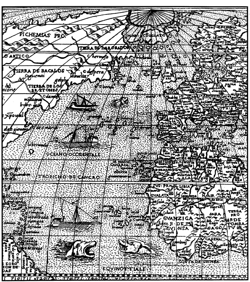 Рис. 10. Кастальди. Карта мира. (1562), (франмент) Библиотека Хельсинского университета, фонд Нортеншельда