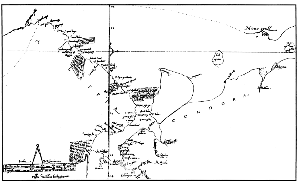 Рис. 13. У. Берроу. Карта России (ок. 1570) (Skelton R.A., 1958)