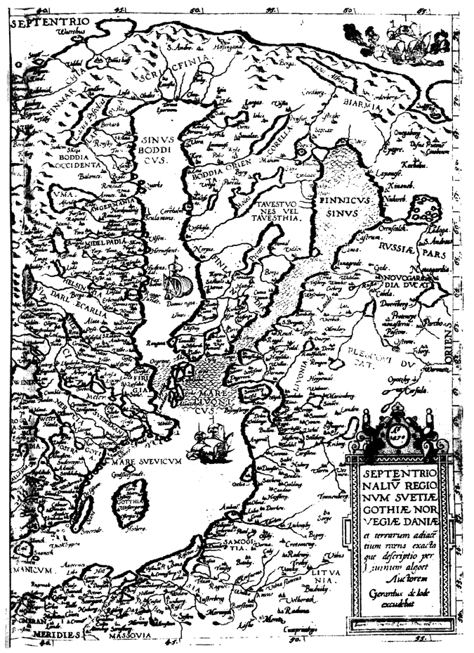 Рис. 4. Г. де Иоде. Карта Севера (1570). Библиотека Хельсинского университета, фонд Норденшельда