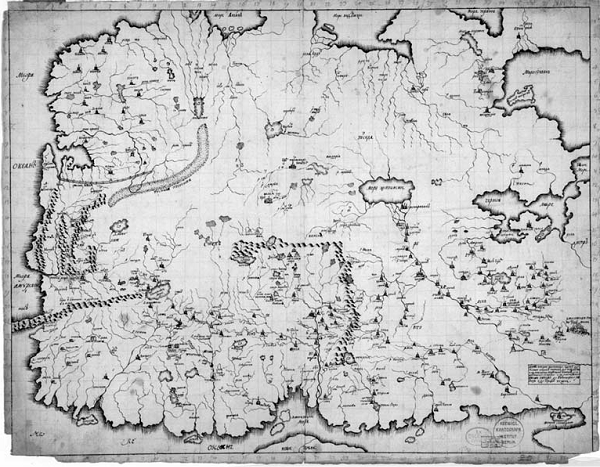 Рис. 5.2. Houghton Library, Bagrow Collection. Карта Спафария. MS Russ 72 (2). 1682. С разрешения Библиотеки Хоутона, Гарвардский университет.