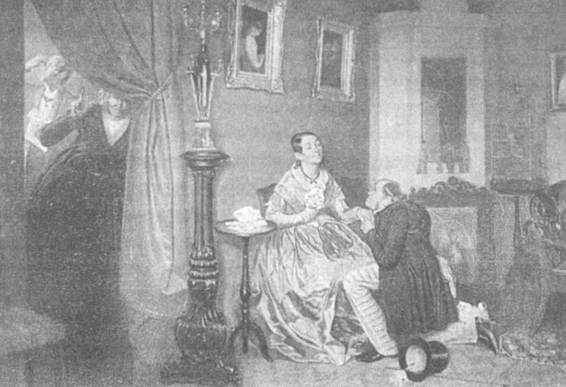 Интерьер гостиной с картины П.А. Федотова «Разборчивая невеста». 1847 г.