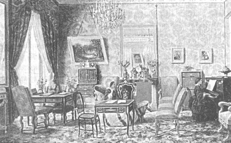 Интерьер гостиной-кабинета. 1860-е гг. (фрагмент картины Мюссе)