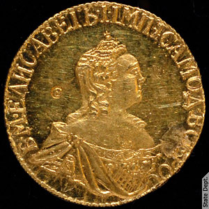 Елизавета I, золотой рубль, 1756