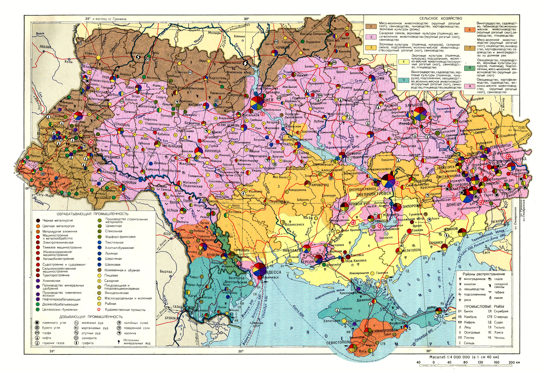 Карта Украинской ССР 1982 г.