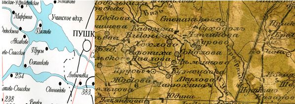 Прусы -- современная и старая (1872г.) карты.