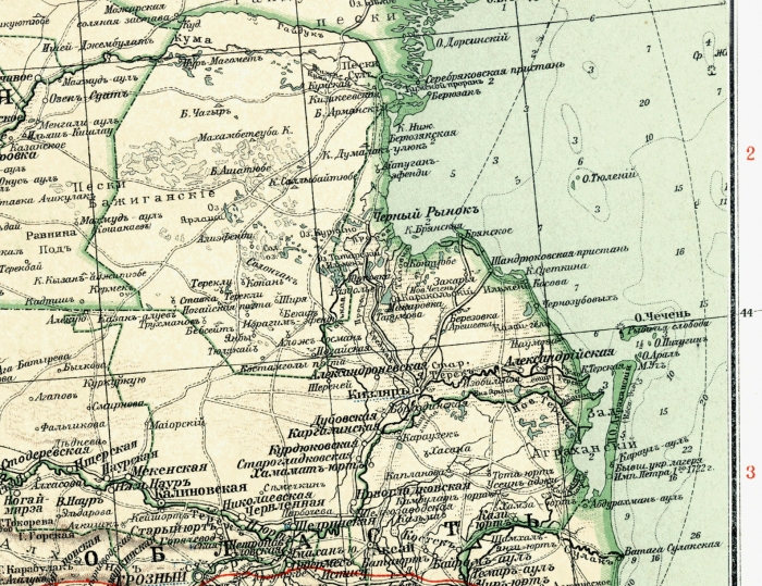 Кизляр на карте 19 века